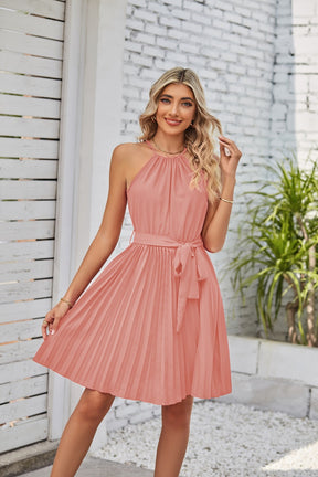 Women Solid Pleated Skirt Sundress