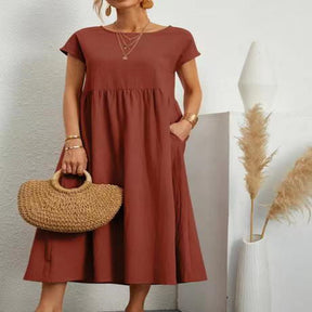 Sleeveless Loose Cotton Linen Pocket Dress