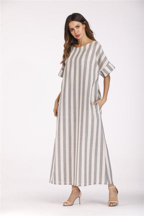 Striped Cotton And Linen Dress