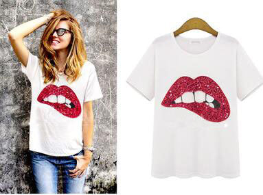 T-shirt with Lips Print