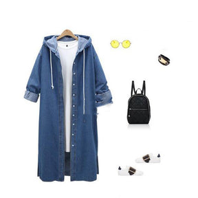 Hooded Long Sleeve Denim Jacket