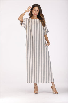 Striped Cotton And Linen Dress