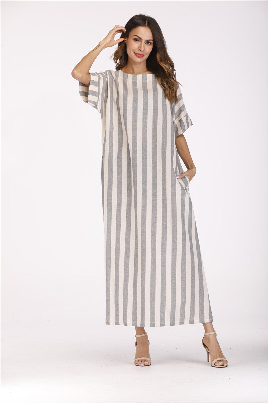 Striped Cotton And Linen Dress