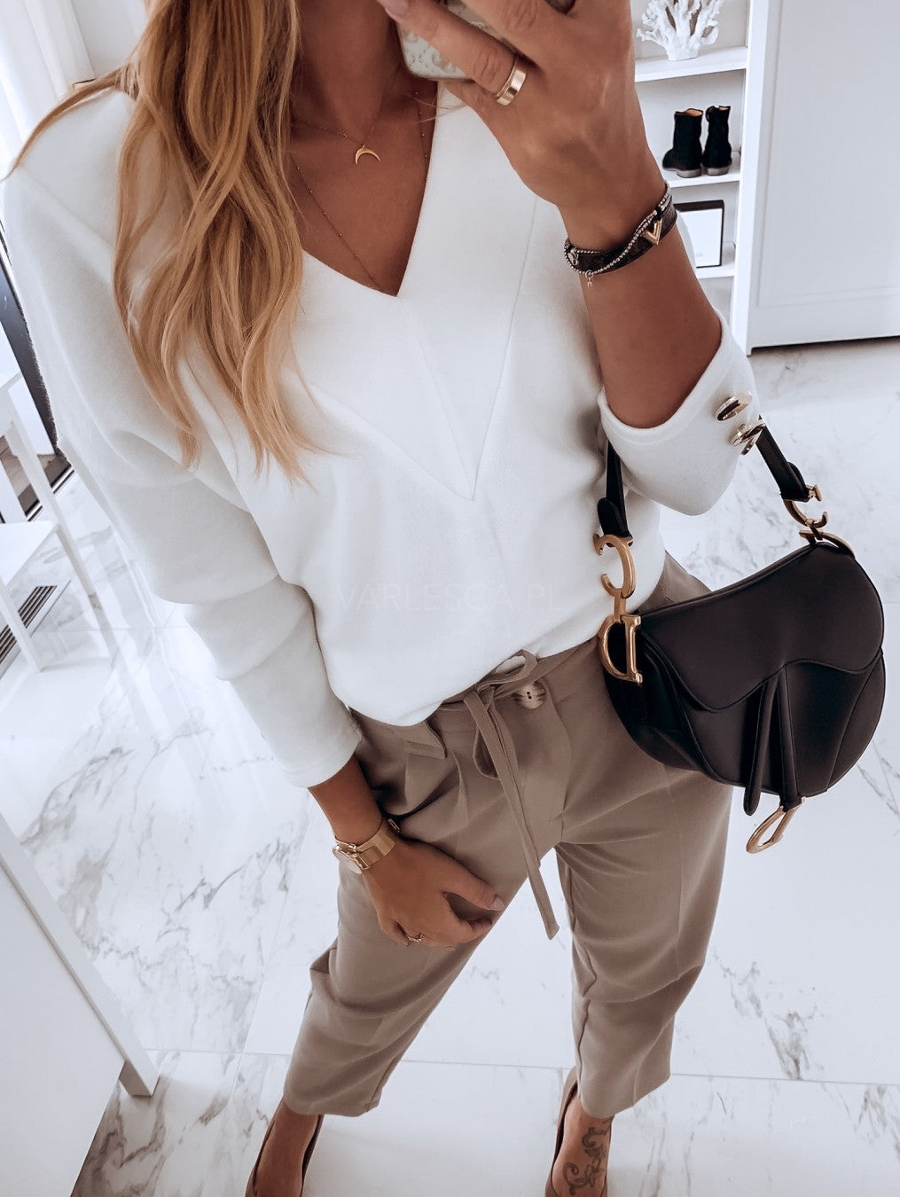 Long Sleeve Solid Color V-Neck Button Top Bottoming Shirt