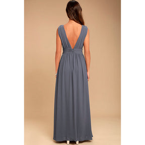 Elegant Sleeveless Long Dress with Deep V