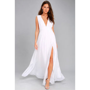 Elegant Sleeveless Long Dress with Deep V