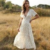 Long Dress Boho Dress With V-neck