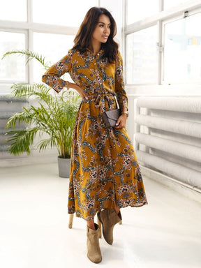 Elegant Stretch Print Dress