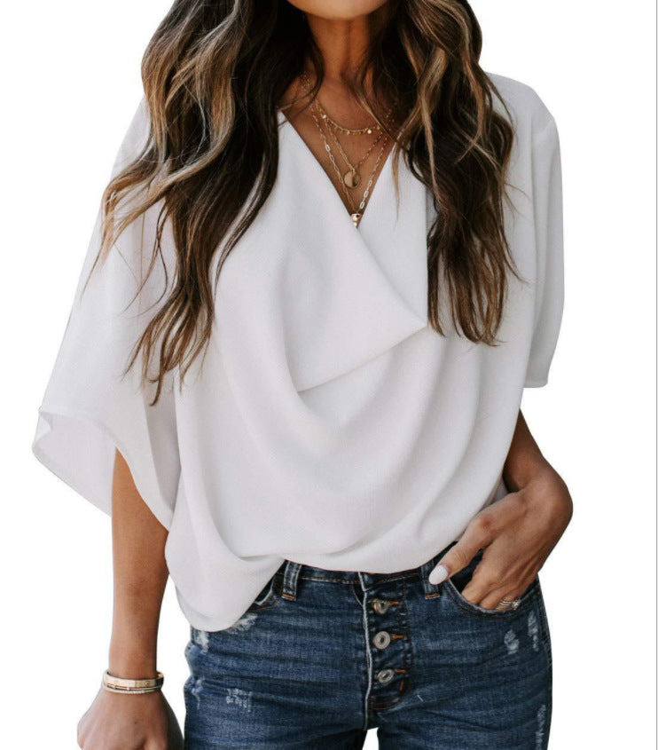 Fashion Shirt Loose V-neck Casual Top