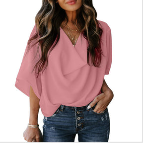 Fashion Shirt Loose V-neck Casual Top