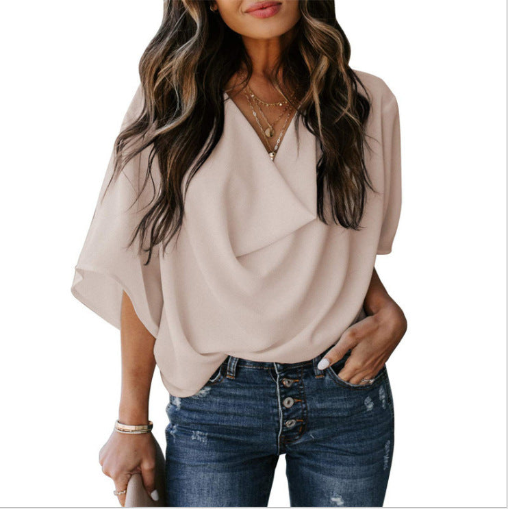 Fashion Shirt Loose V-neck Casual Top