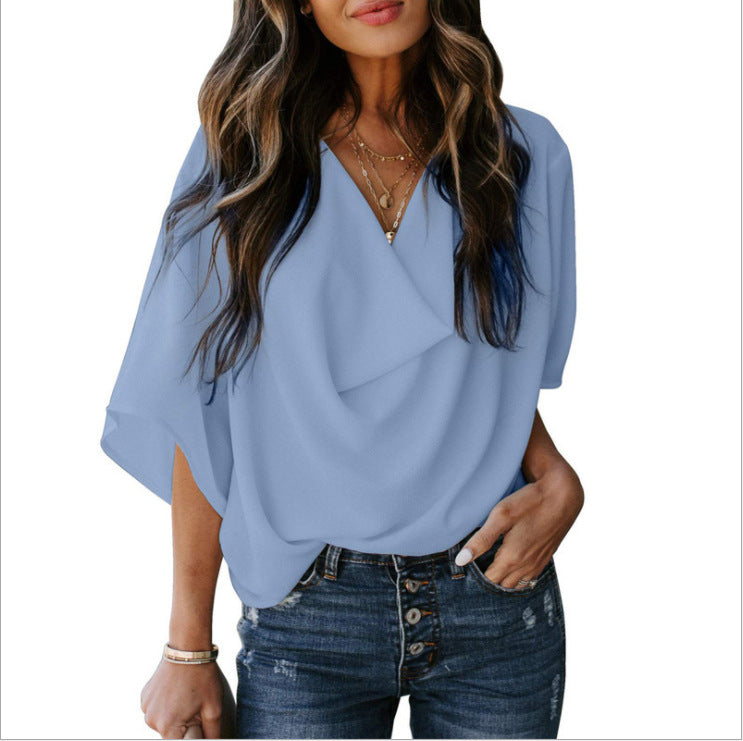 Fashion Shirt Loose V-neck Casual Top