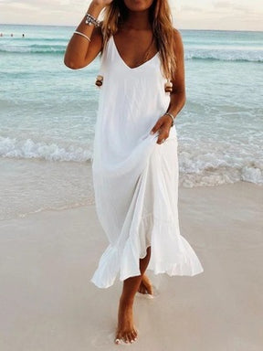 Summer V-neck Strap Bohemian Dress