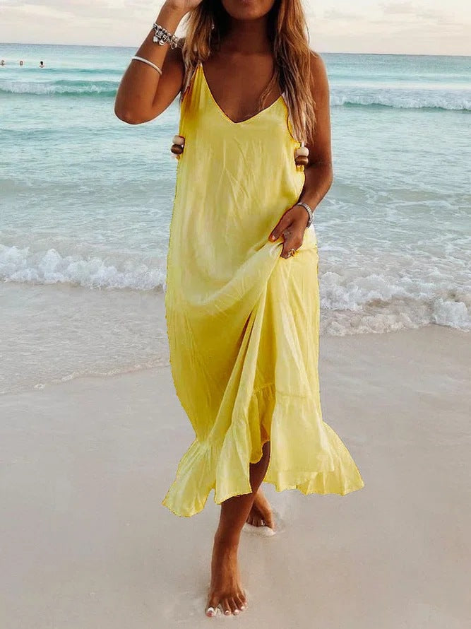 Summer V-neck Strap Bohemian Dress