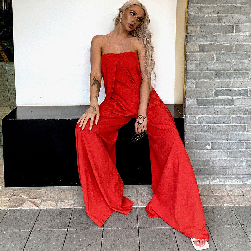 High-rise Loose Wide-leg Pants And High-Waisted Jumpsuit