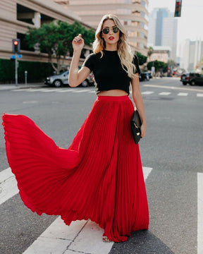 High Waist Pleated Bust Skirt