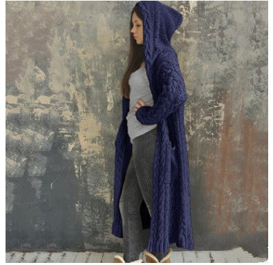 Hooded Long Cardigan Sweater