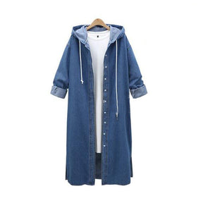 Hooded Long Sleeve Denim Jacket