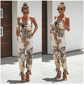 Flowers Print Spaghetti Strap Romper