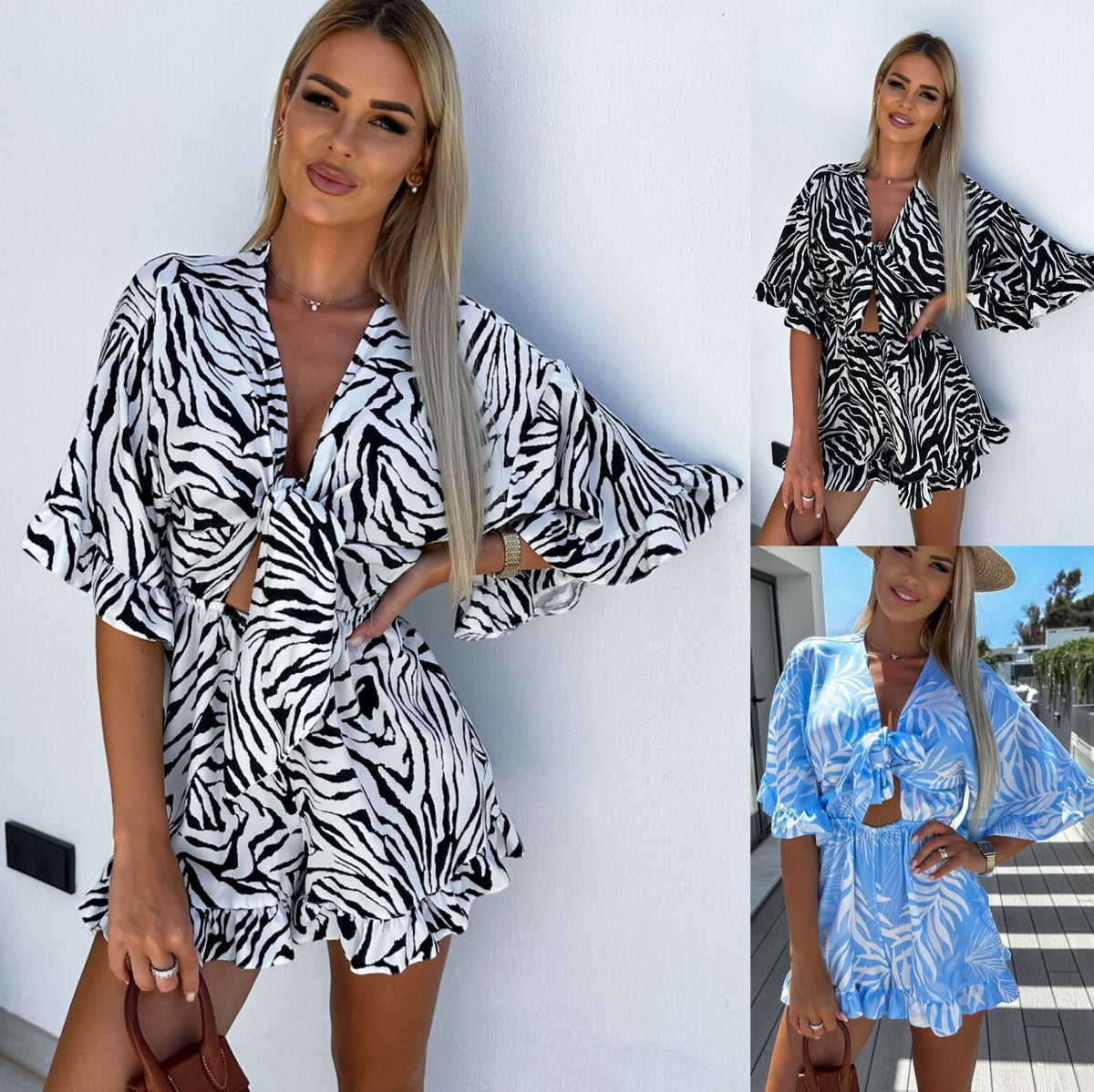 LaceUp Jumpsuit, Ruffled V-Neck Suit Romper