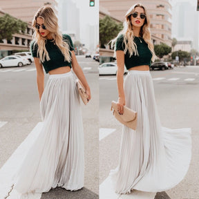 High Waist Pleated Bust Skirt