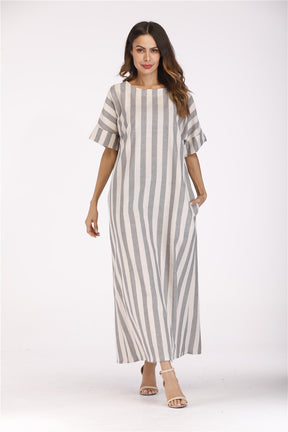 Striped Cotton And Linen Dress