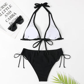 Strap Style Bikini Solid Color Swimwear