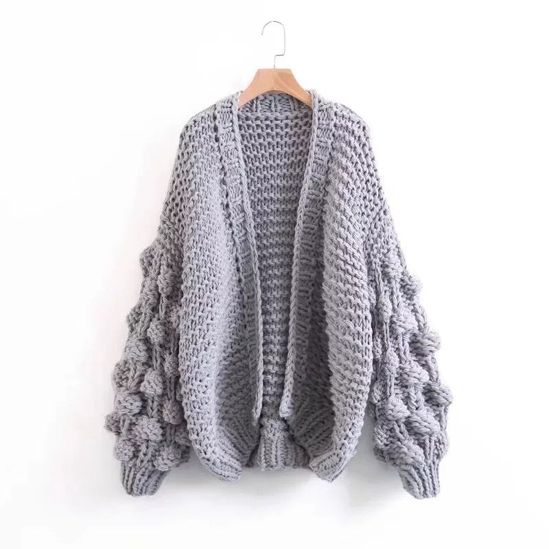 Ball Lantern Sleeve Knitted Sweater