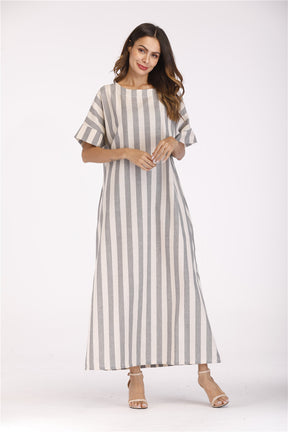 Striped Cotton And Linen Dress