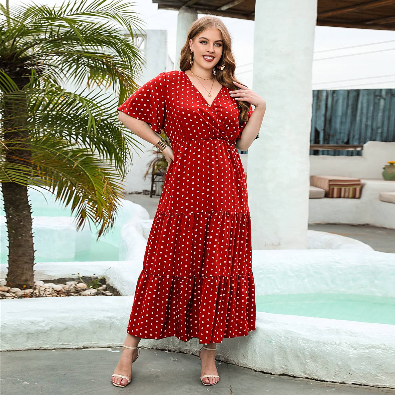 Plus-size Women's Polka Dot Casual Holiday Dress