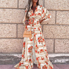 V-neck Split Irregular Beach Long Dress