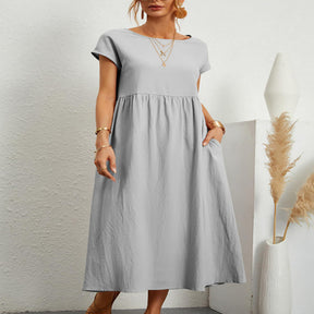 Sleeveless Loose Cotton Linen Pocket Dress