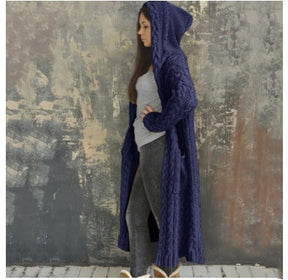 Hooded Long Cardigan Sweater