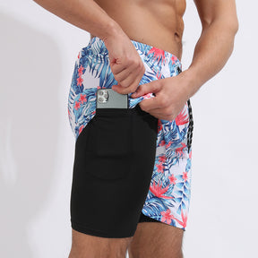 Men’s Printed Beach Shorts Double Layer