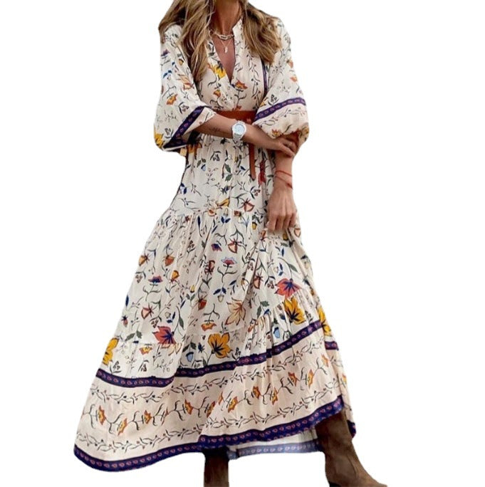 Summer Women's Bohemian Printed Long Dress