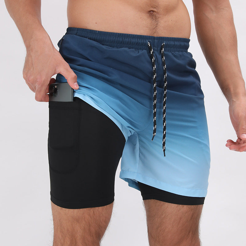 Men’s Printed Beach Shorts Double Layer