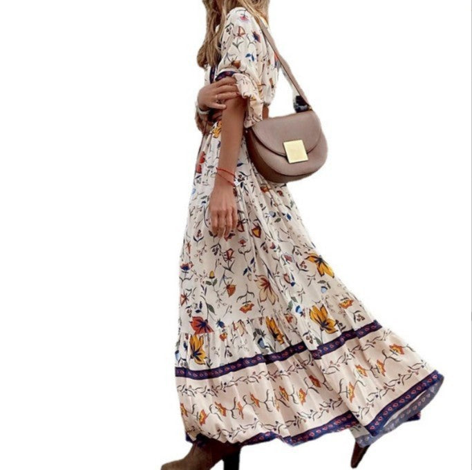 Summer Women's Bohemian Printed Long Dress