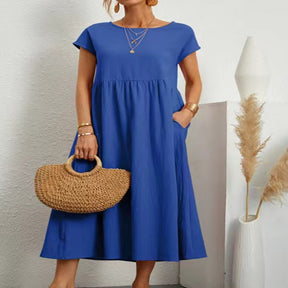 Sleeveless Loose Cotton Linen Pocket Dress