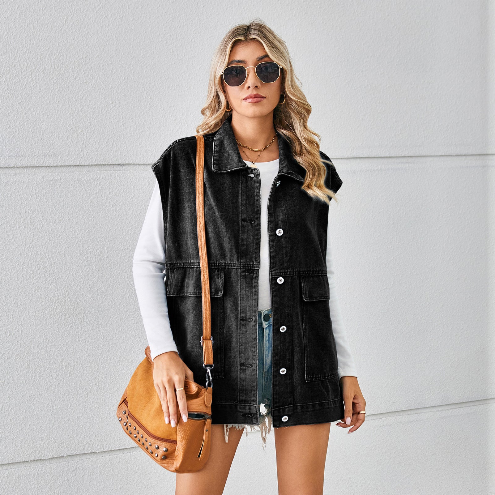 Denim Vest With Big Pockets