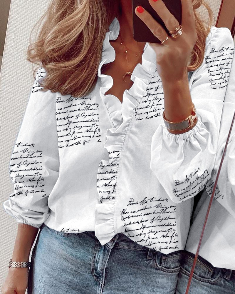 New Long-Sleeved Ruffled Shirt Blouse