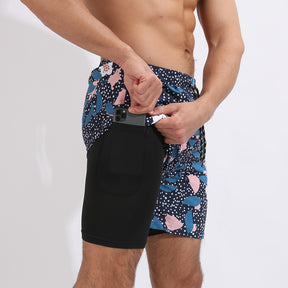 Men’s Printed Beach Shorts Double Layer