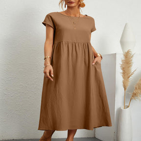 Sleeveless Loose Cotton Linen Pocket Dress