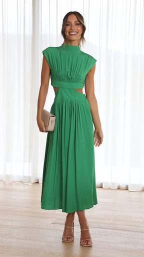 Women's Solid Color Sleeveless Waist Dress