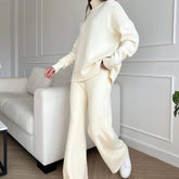 High-Neck Loose Long-Sleeved Wide-legged Pants Set