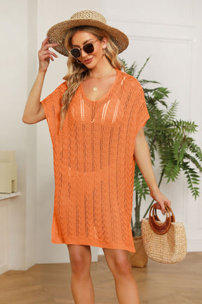 Solid Color Hollow Beach Dress