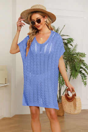 Solid Color Hollow Beach Dress