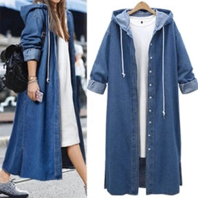 Hooded Long Sleeve Denim Jacket