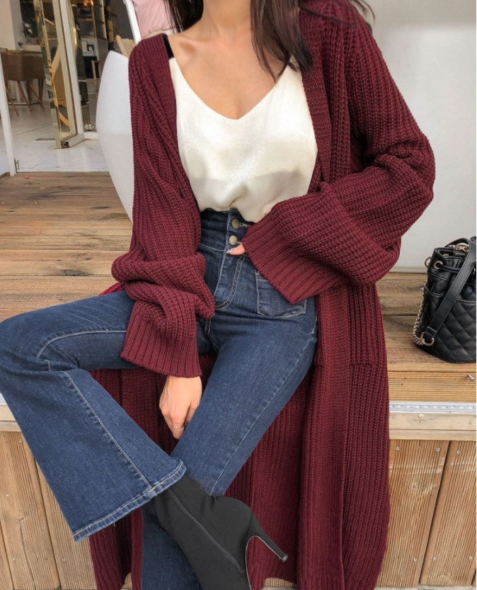 Long Thick Knitted Cardigan