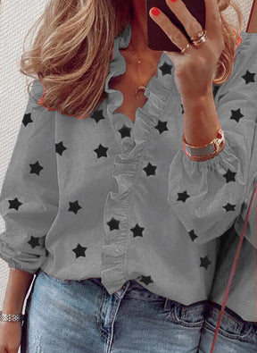 New Long-Sleeved Ruffled Shirt Blouse