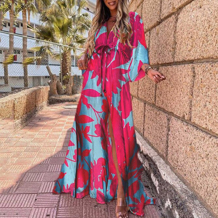 V-neck Split Irregular Beach Long Dress